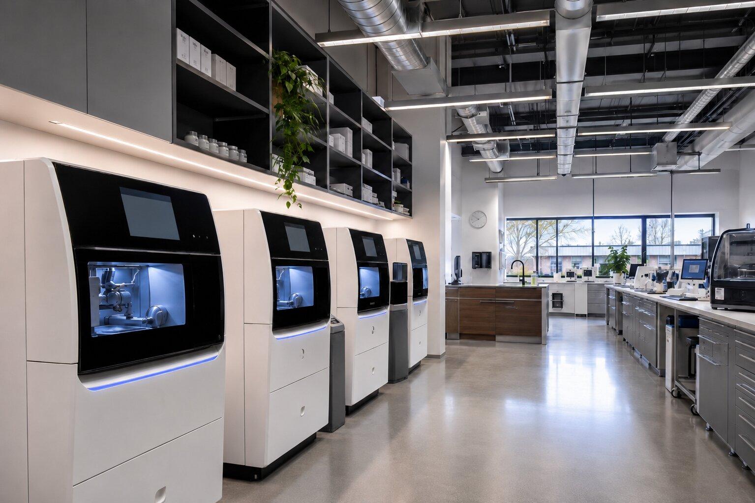 Modern dental laboratory with CAD/CAM milling machines